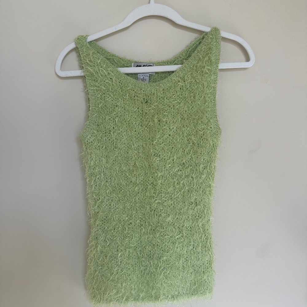 Vintage Open Weave Stretch Knit Lime Top